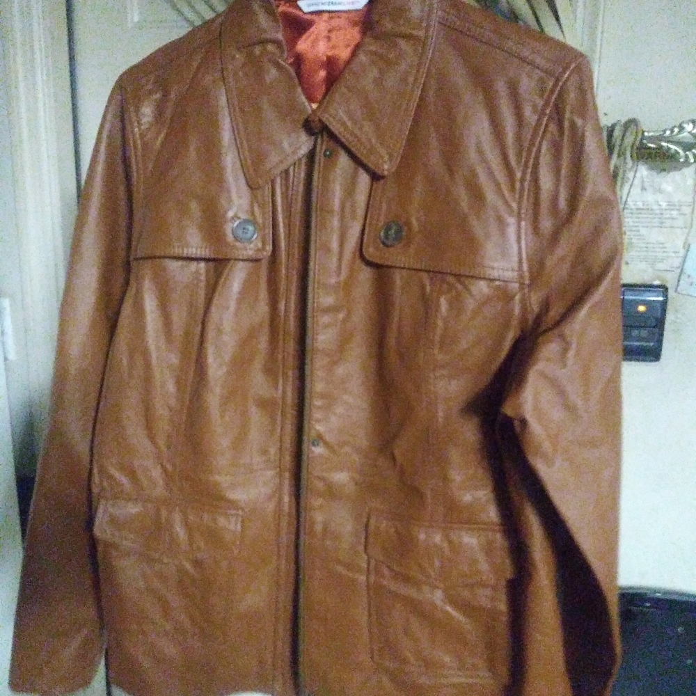 Brown leather jacket